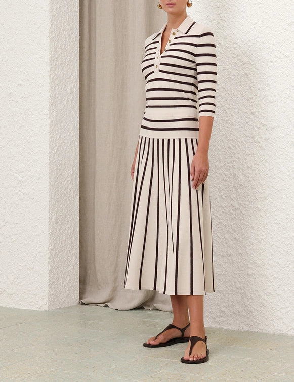 Illuminate Stripe Midi Skirt