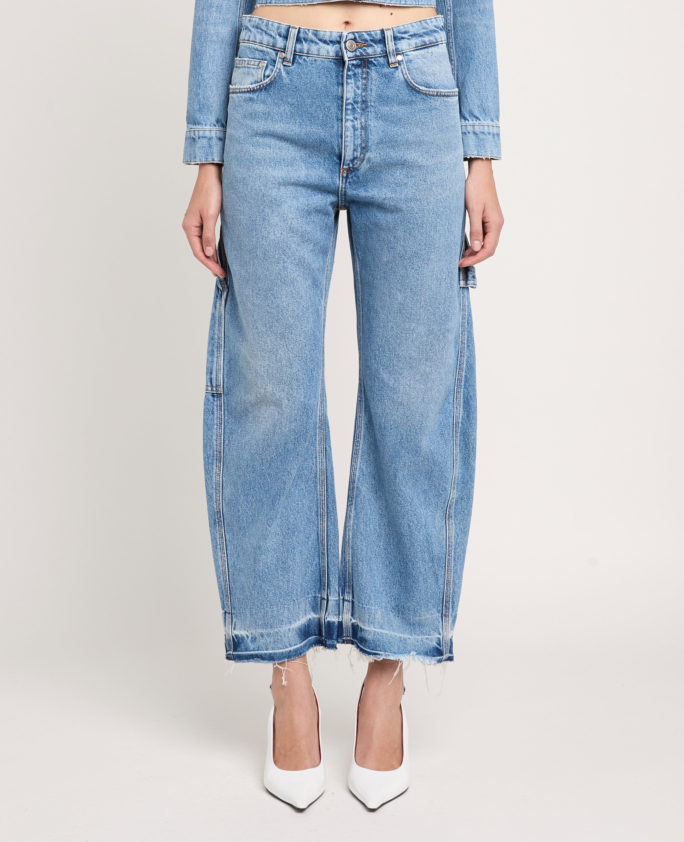 Vintage Wash Denim Banana Jeans