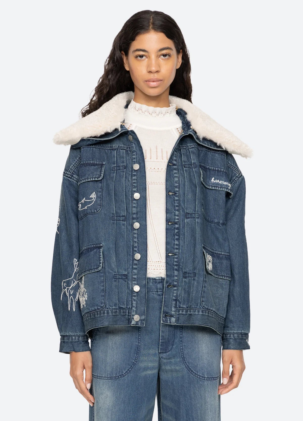 Denim Faux Shearling Jacket