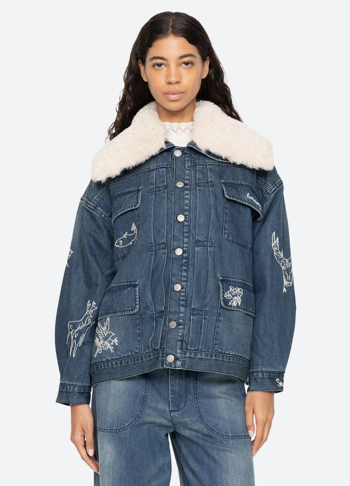 Denim Faux Shearling Jacket