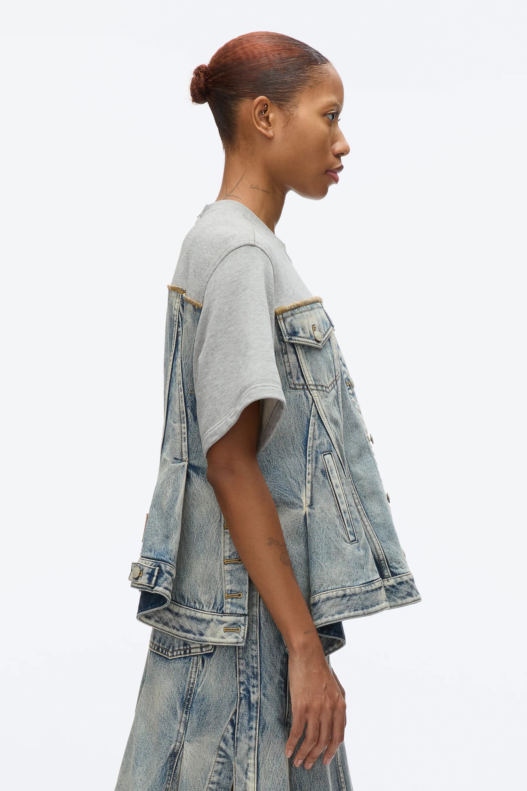 Denim French Terry Combo Top