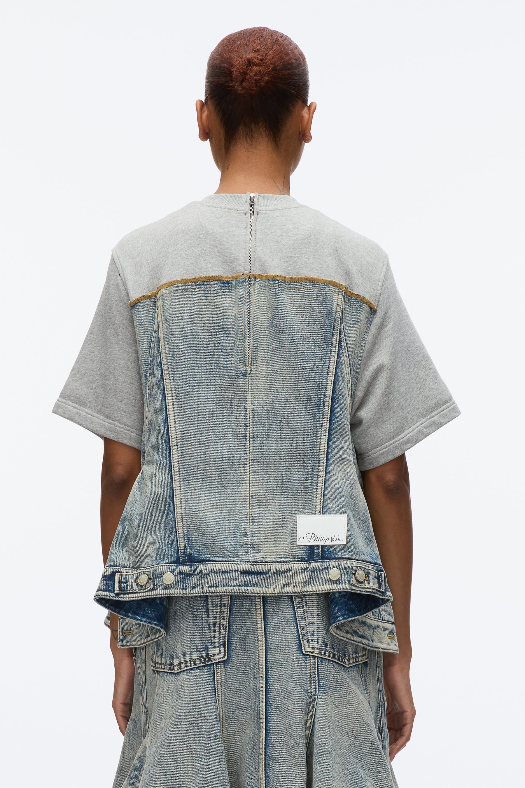 Denim French Terry Combo Top