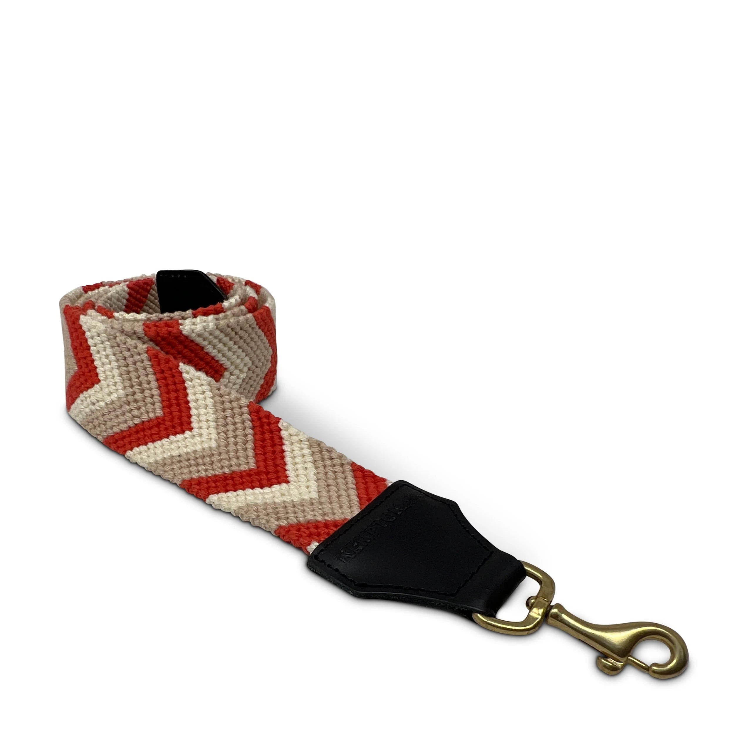 Washed Chevron Red Wheat and White Bag Strap