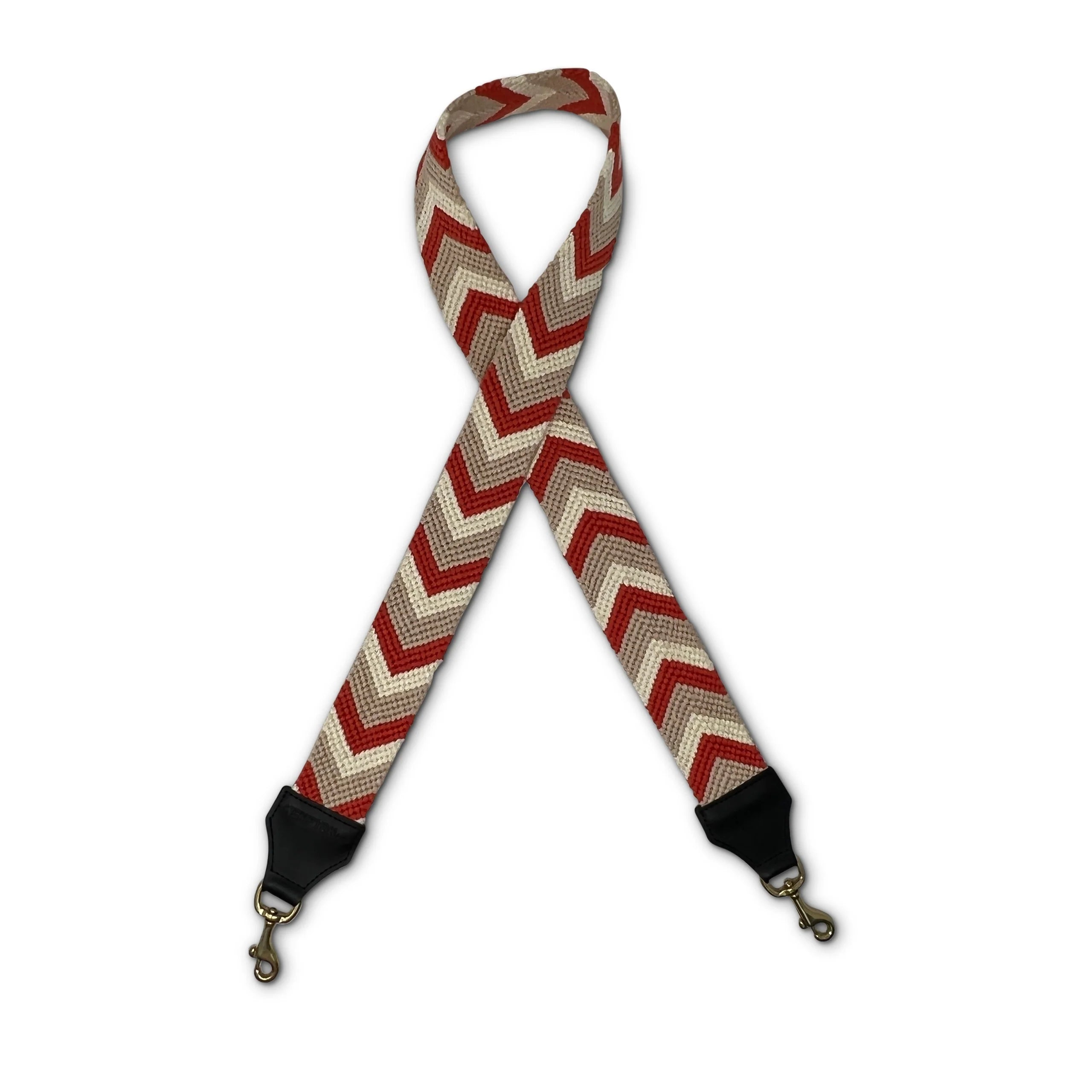 Washed Chevron Red Wheat and White Bag Strap