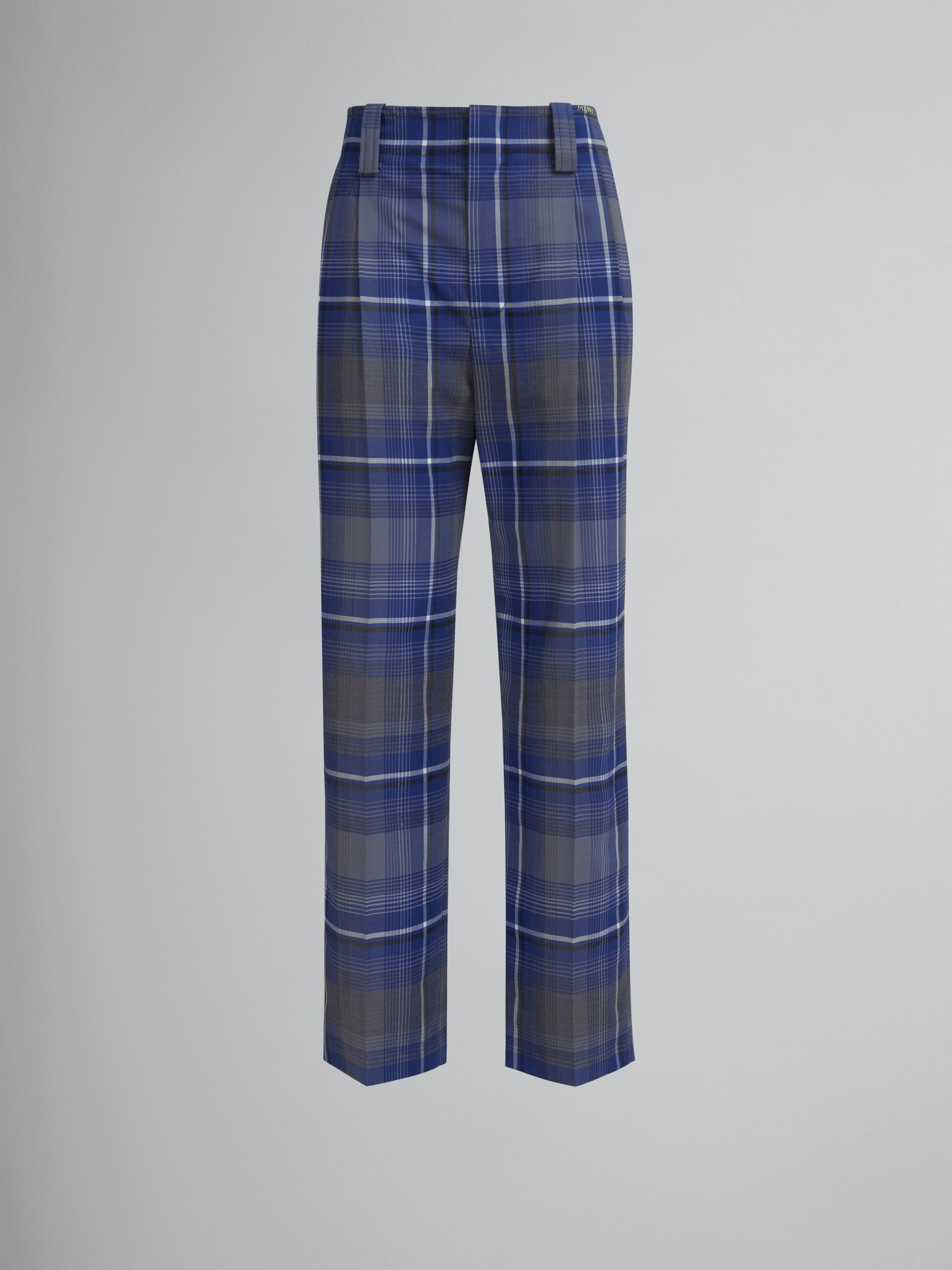 Pleated Plaid Trousers