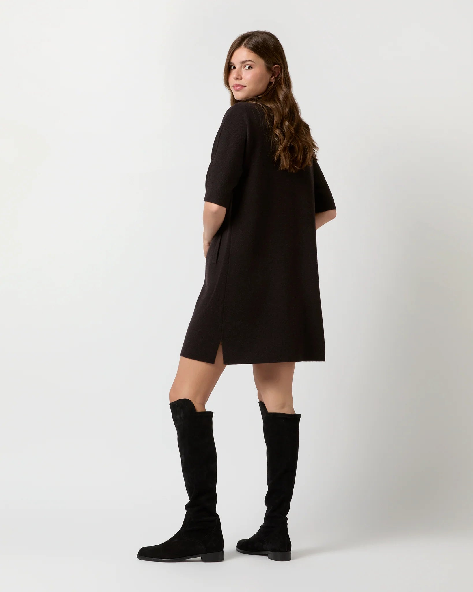 Rowan Short-Sleeved Funnel-Neck Dress