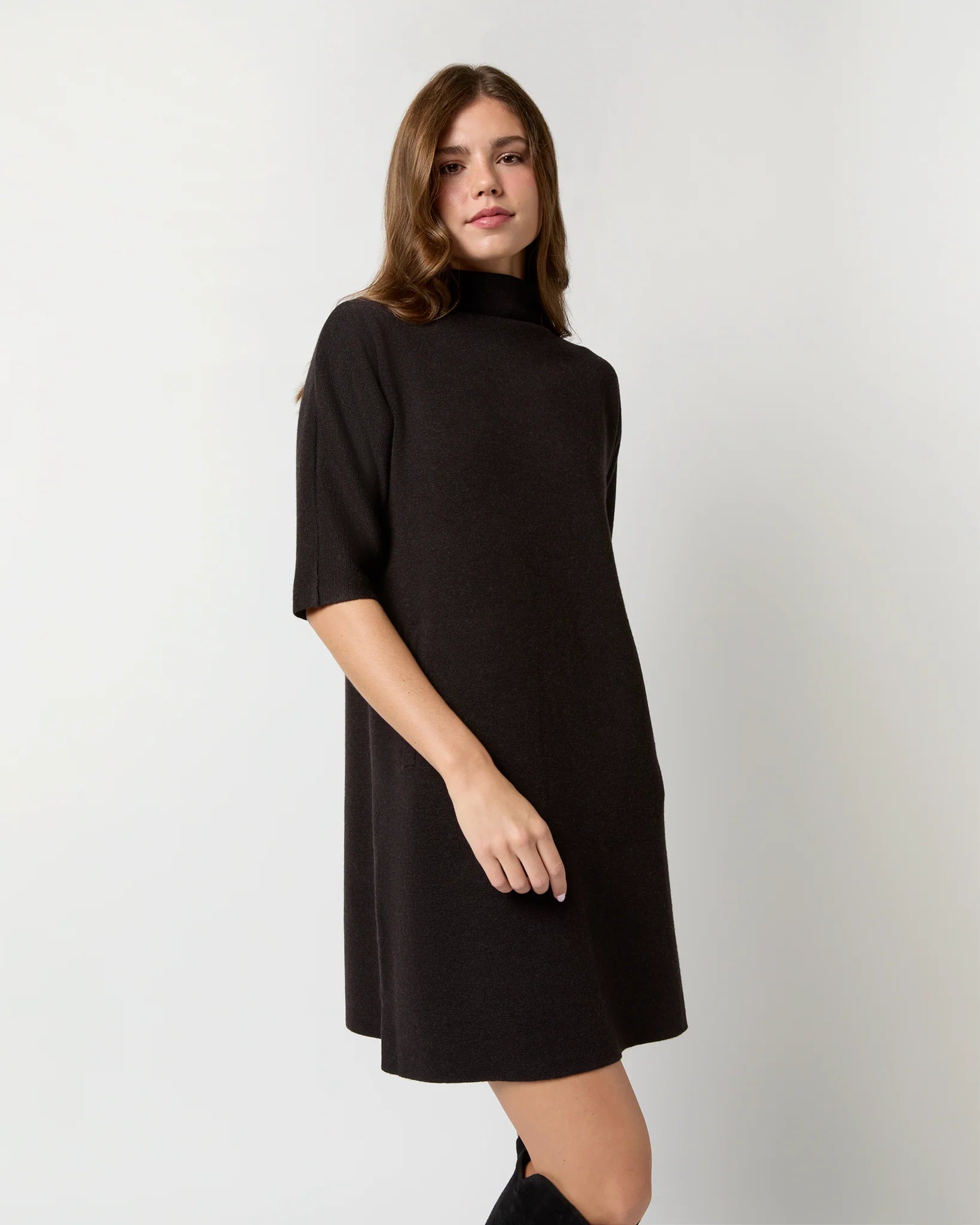 Rowan Short-Sleeved Funnel-Neck Dress