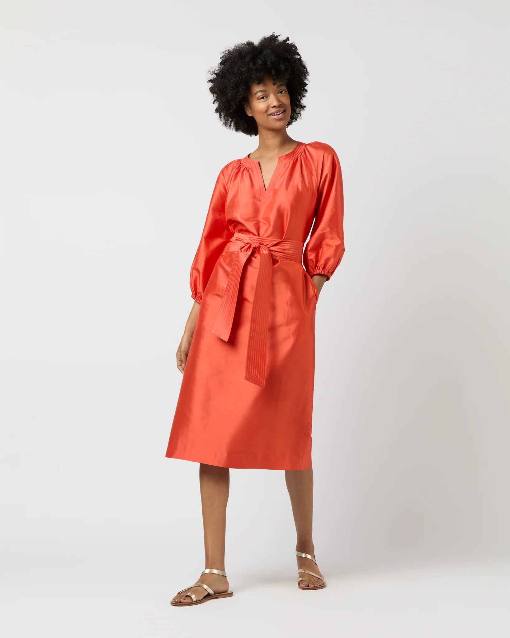 Trapunto Blouson Dress