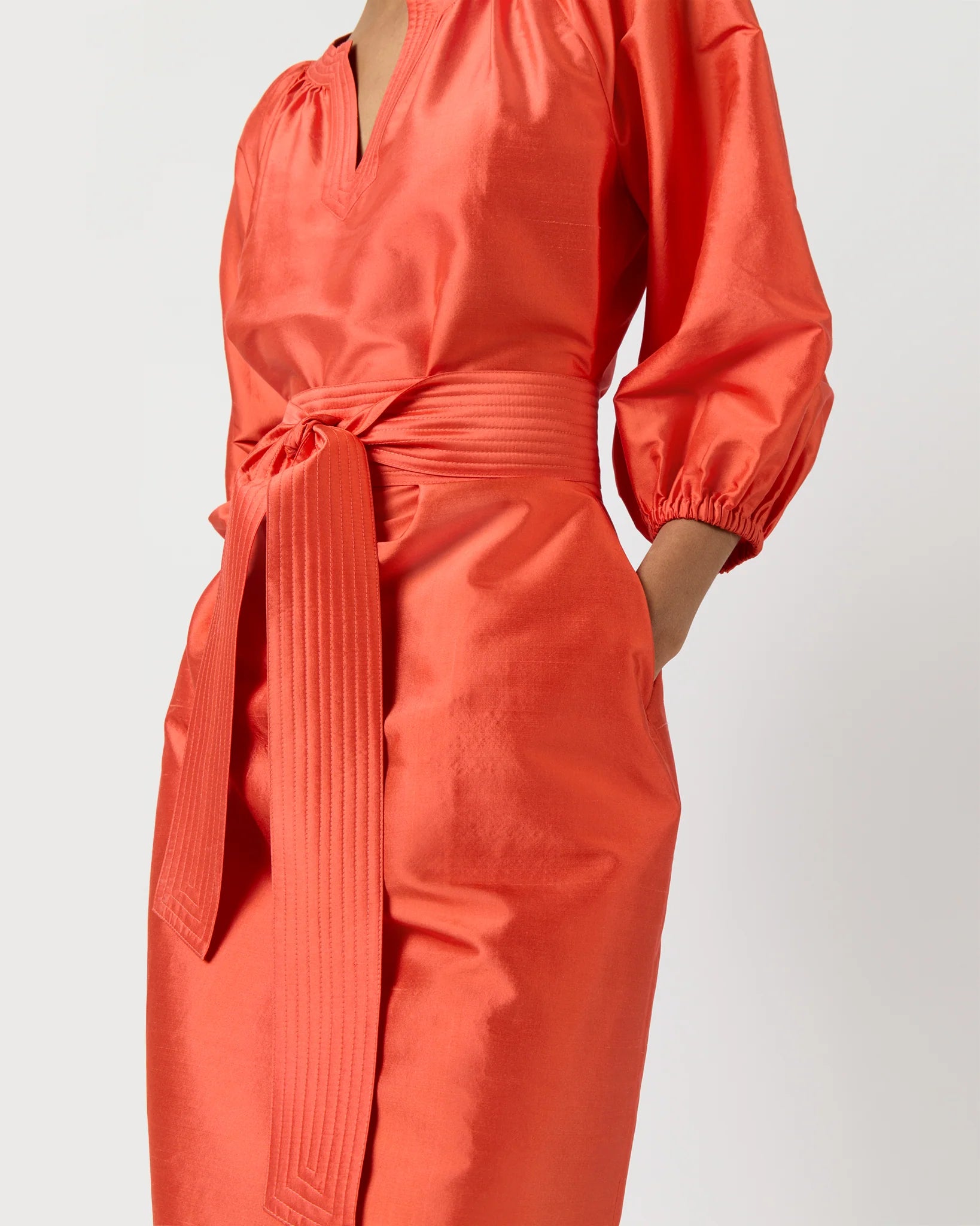 Trapunto Blouson Dress