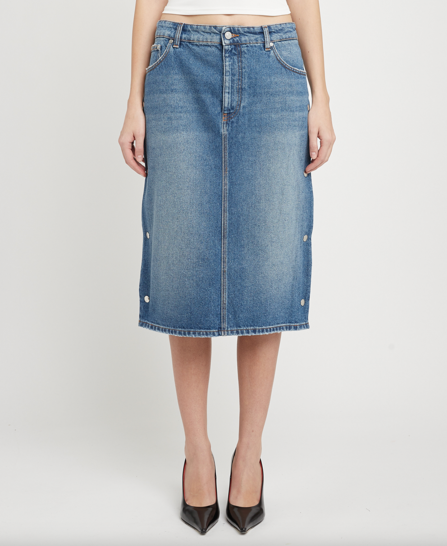 Snap Blue Denim Skirt