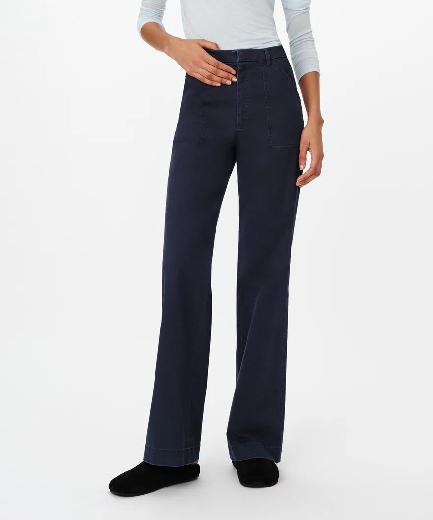 Cotton Twill Flare Leg Pant