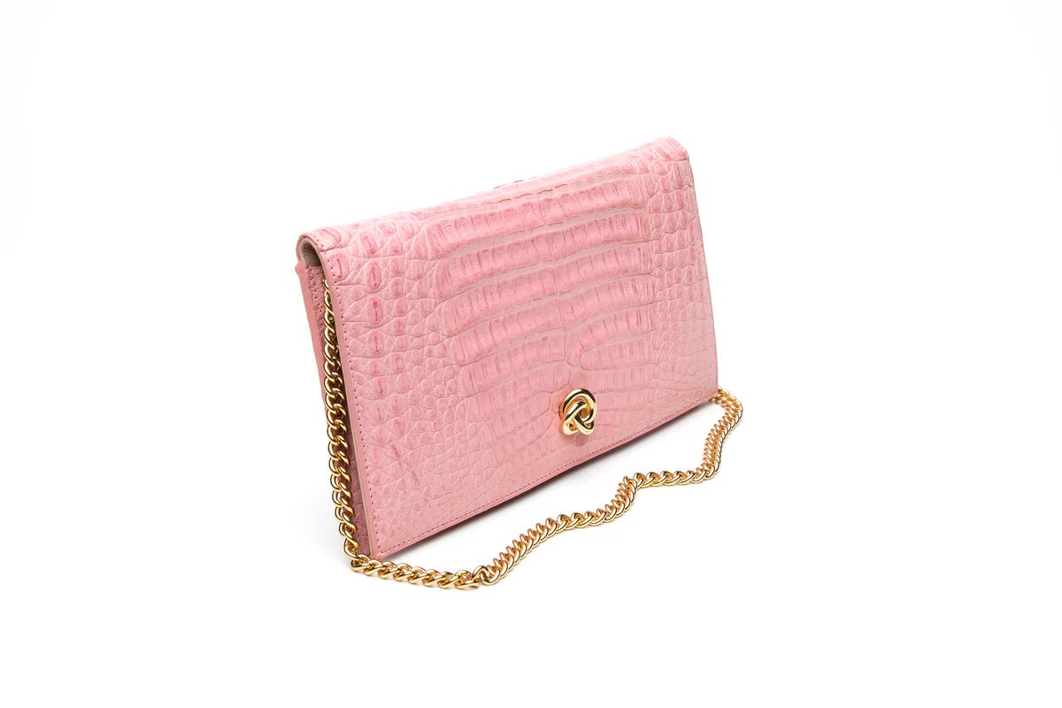 Eloise Caiman Crocodile Clutch